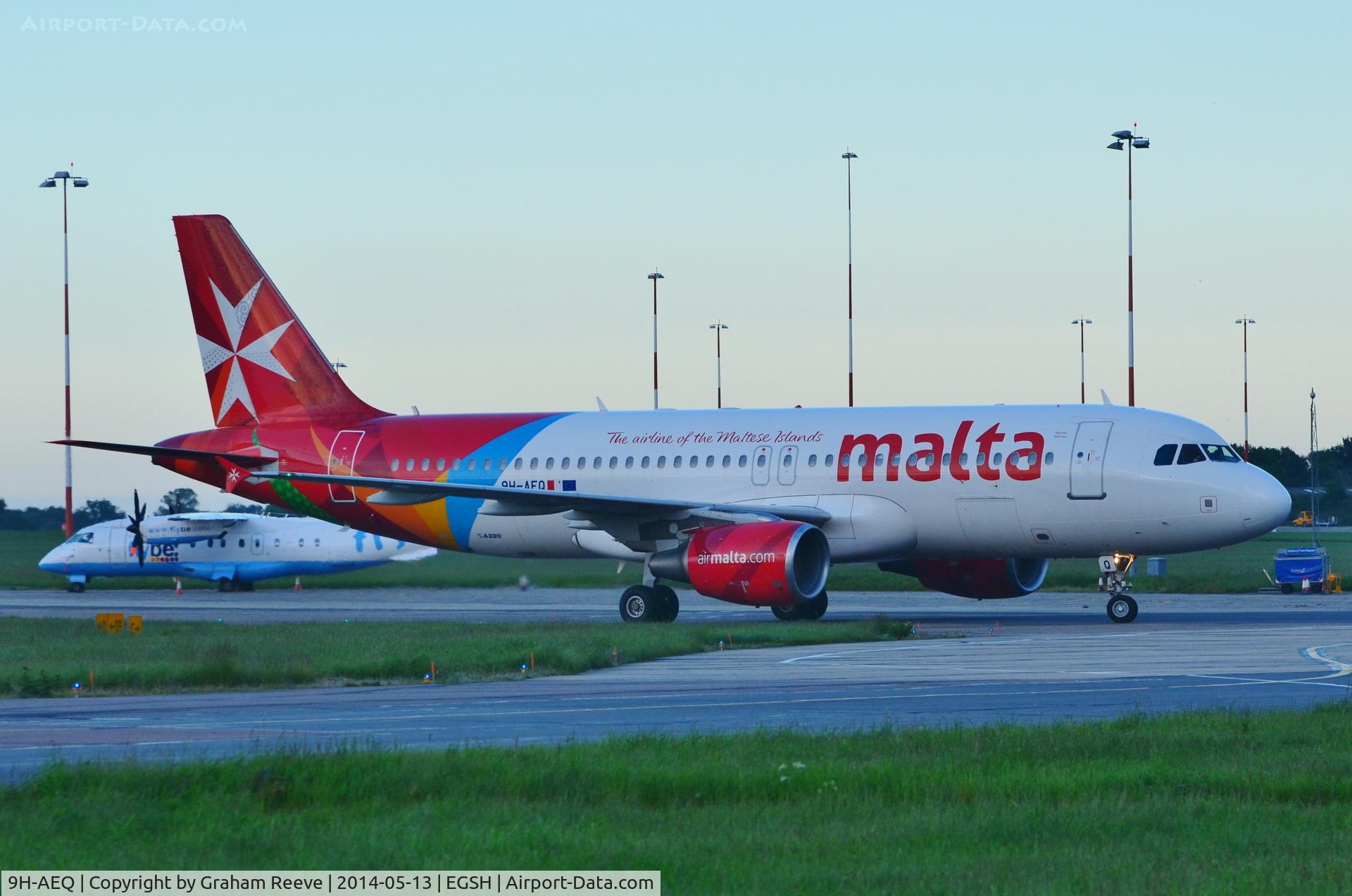 9H-AEQ, 2007 Airbus A320-214 C/N 3068, Just landed.