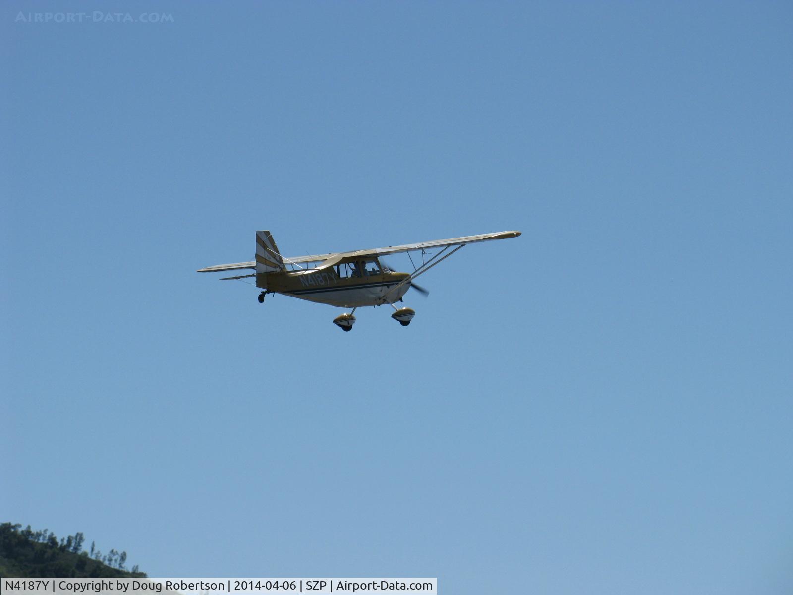 N4187Y, 1977 Bellanca 8KCAB Super Decathlon Decathlon C/N 289-77, 1977 Bellanca 8KCAB SUPER DECATHLON, Lycoming AEIO-360 180 Hp, takeoff climb Rwy 22