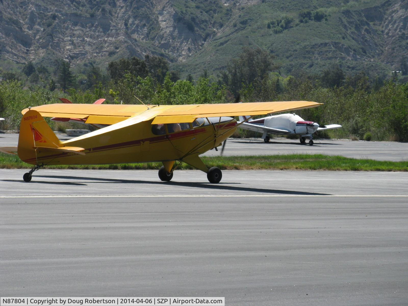 N87804, 1946 Piper PA-12 Super Cruiser C/N 12-5, 1946 Piper PA-12 SUPER CRUISER, Lycoming O-290 125 Hp upgrade, Alaska visitor flown by young lady, landing roll Rwy 22