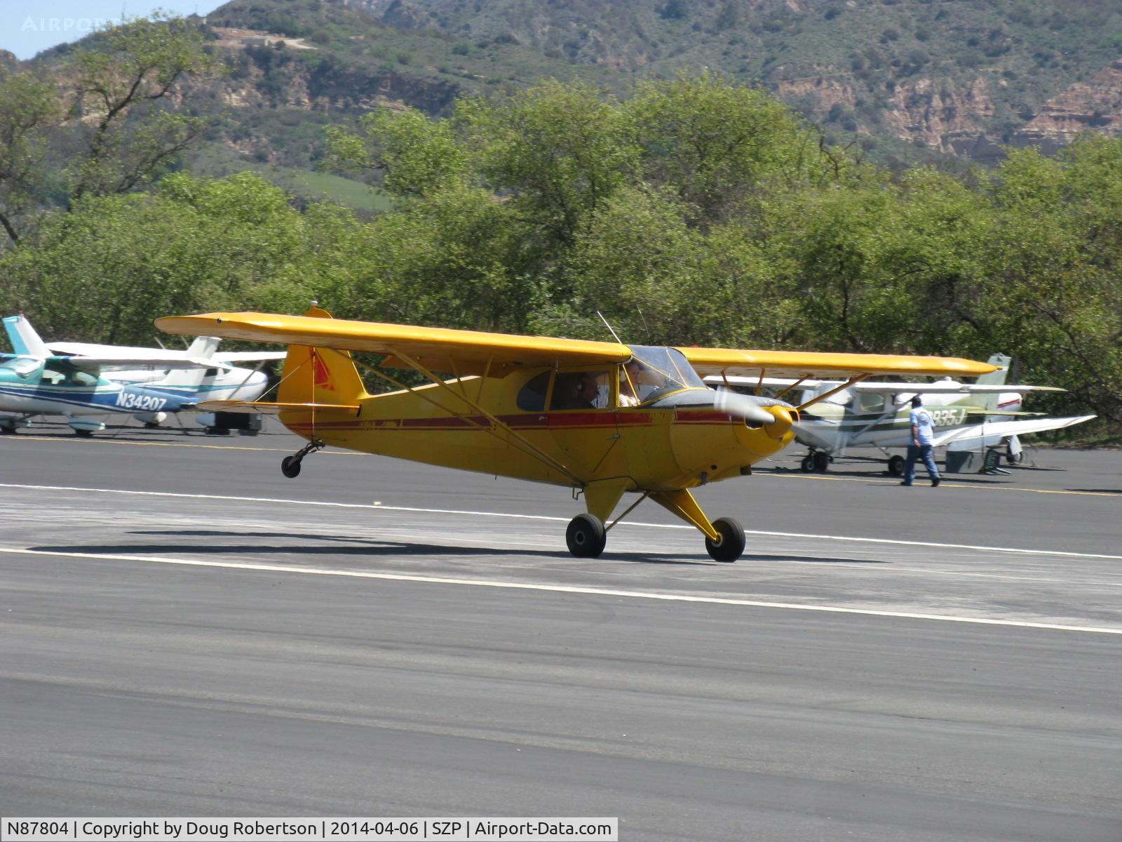 N87804, 1946 Piper PA-12 Super Cruiser C/N 12-5, 1946 Piper PA-12 SUPER CRUISER, Lycoming O-290 125 Hp upgrade, Alaska visitor flown by young lady pilot, perfect wheel landing roll Rwy 22