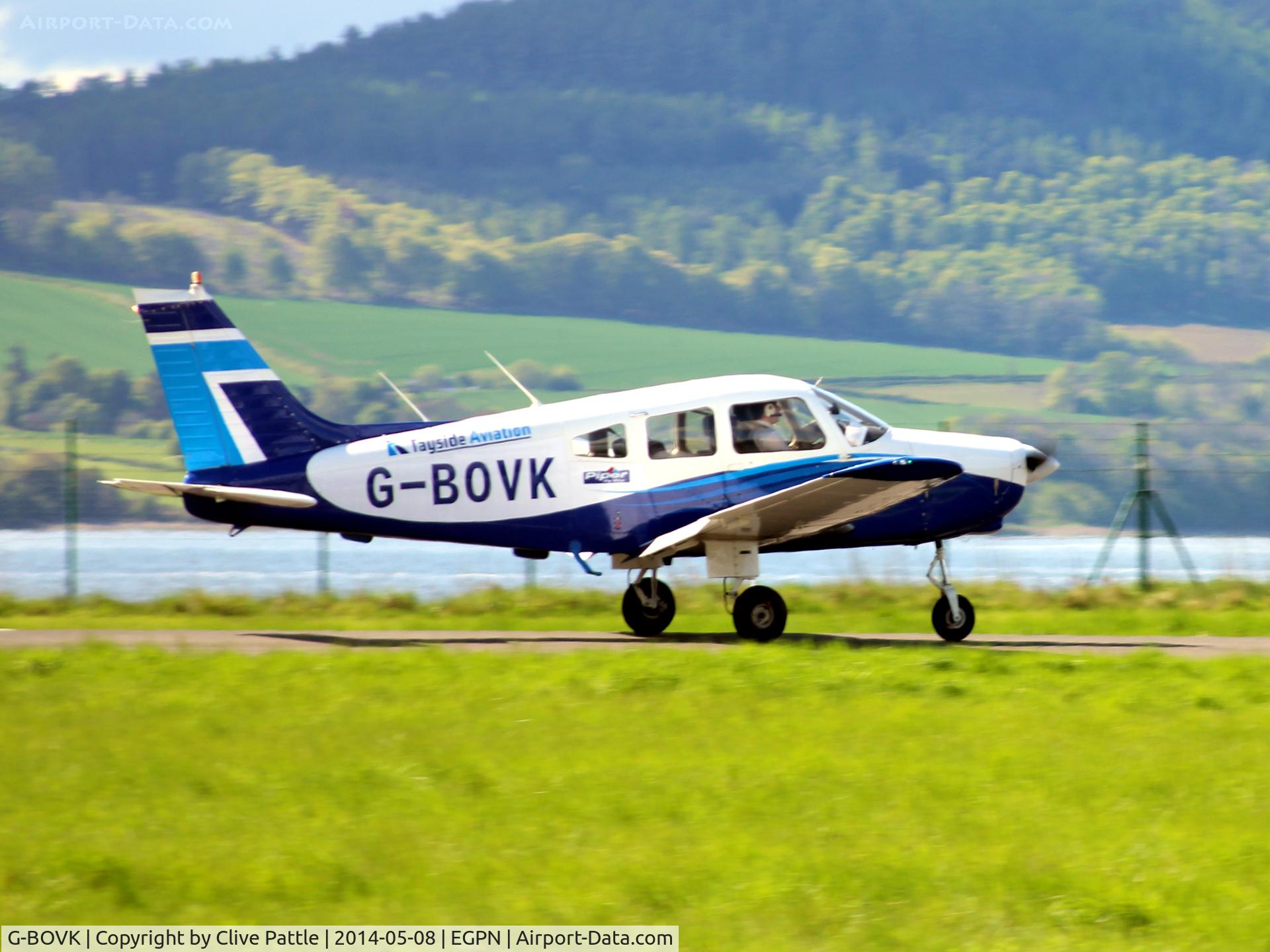 G-BOVK, 1985 Piper PA-28-161 Cherokee Warrior II C/N 28-8516061, Landing roll at Dundee Riverside EGPN with Tayside Aviation