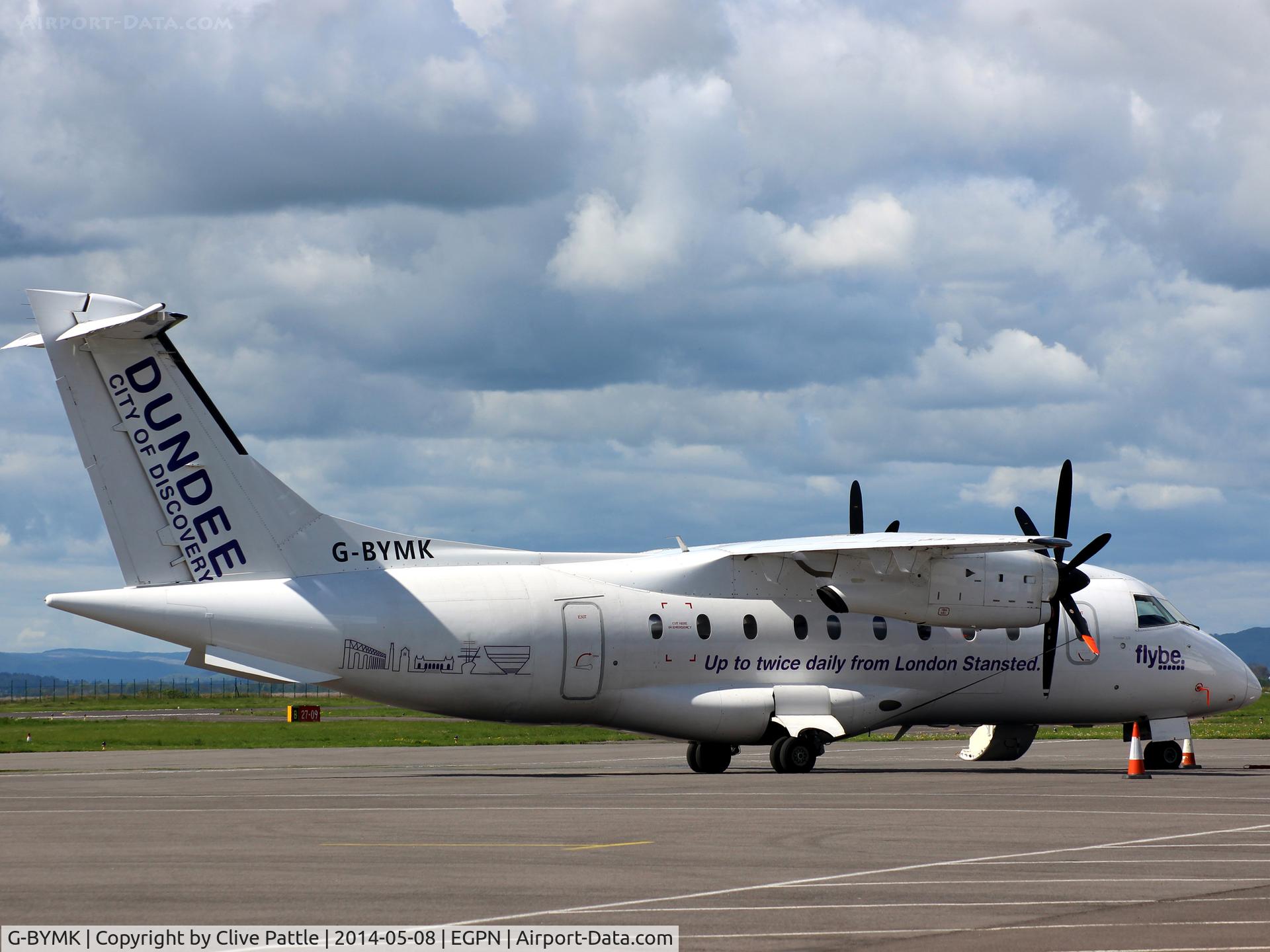 G-BYMK, 1996 Dornier 328-100 C/N 3062, At Dundee Riverside EGPN - Flybe/Loganair, displaying it's new colour scheme for the new Dundee (EGPN) to London Stansted (EGSS) route.