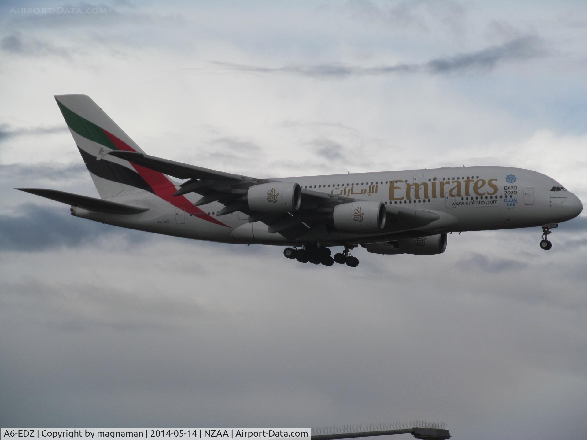 A6-EDZ, 2012 Airbus A380-861 C/N 107, Landing as third A.380 of the hour to arrive.