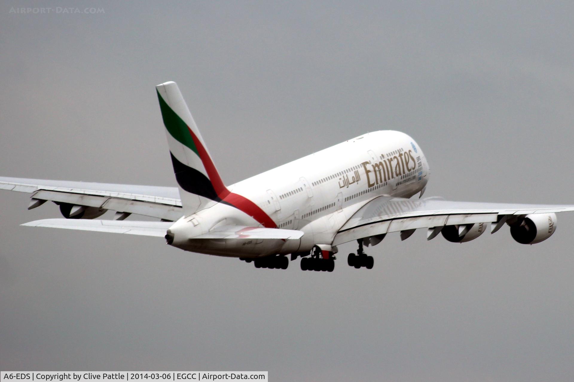 A6-EDS, 2011 Airbus A380-861 C/N 086, EGCC departure