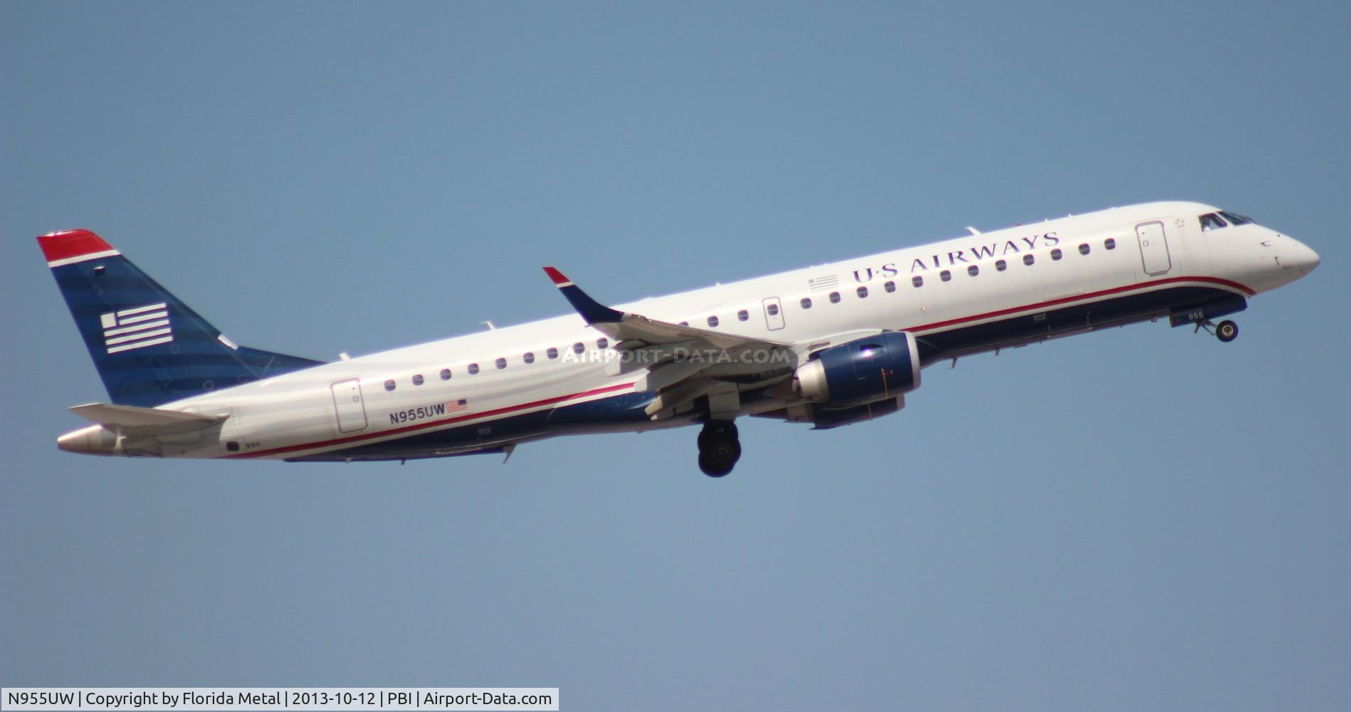 N955UW, 2008 Embraer ERJ-190-100 IGW 190AR C/N 19000152, US Airways E190