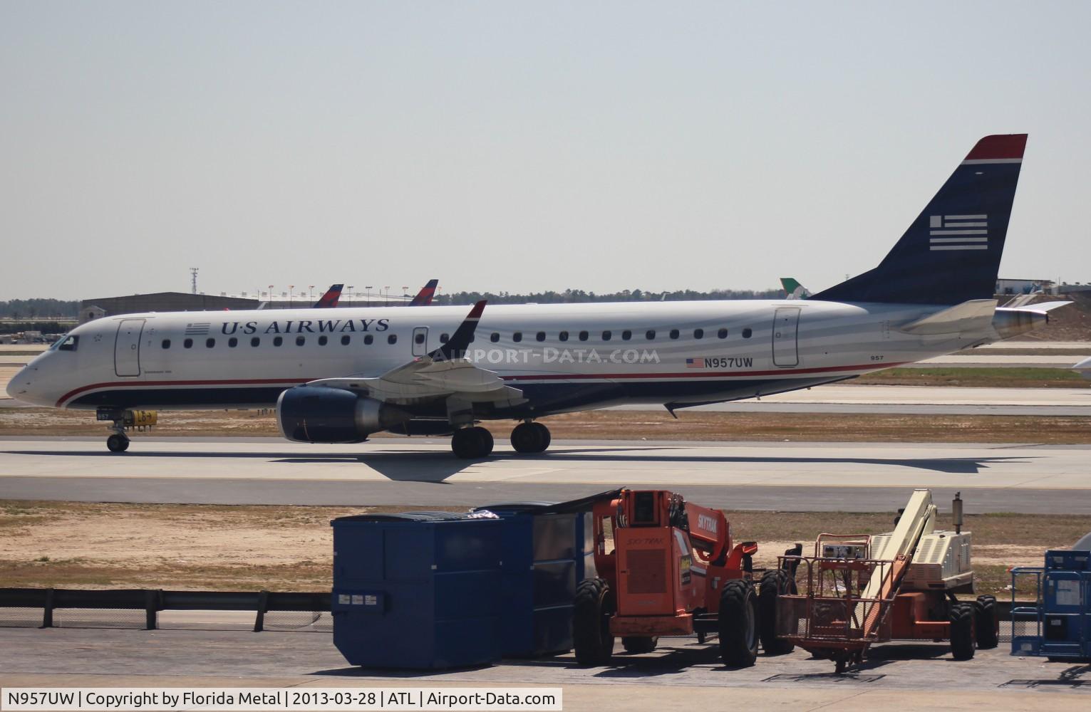 N957UW, 2008 Embraer ERJ-190-100 IGW 190AR C/N 19000161, US Airways E190