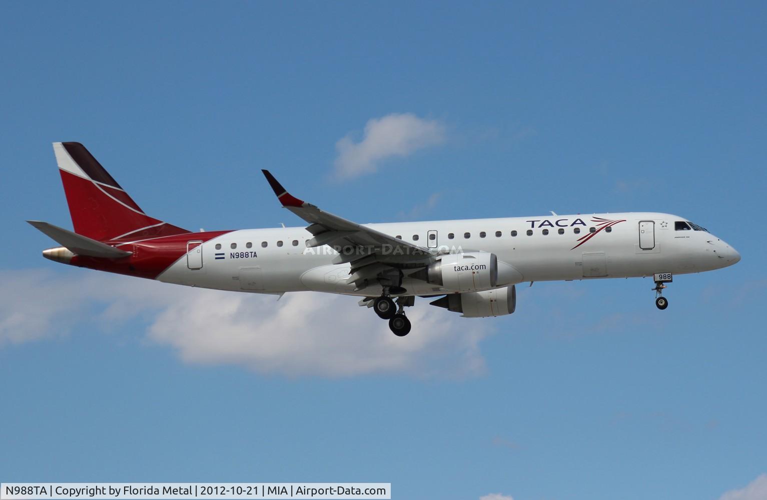 N988TA, 2010 Embraer ERJ-190-100 IGW 190AR C/N 19000399, Taca E190