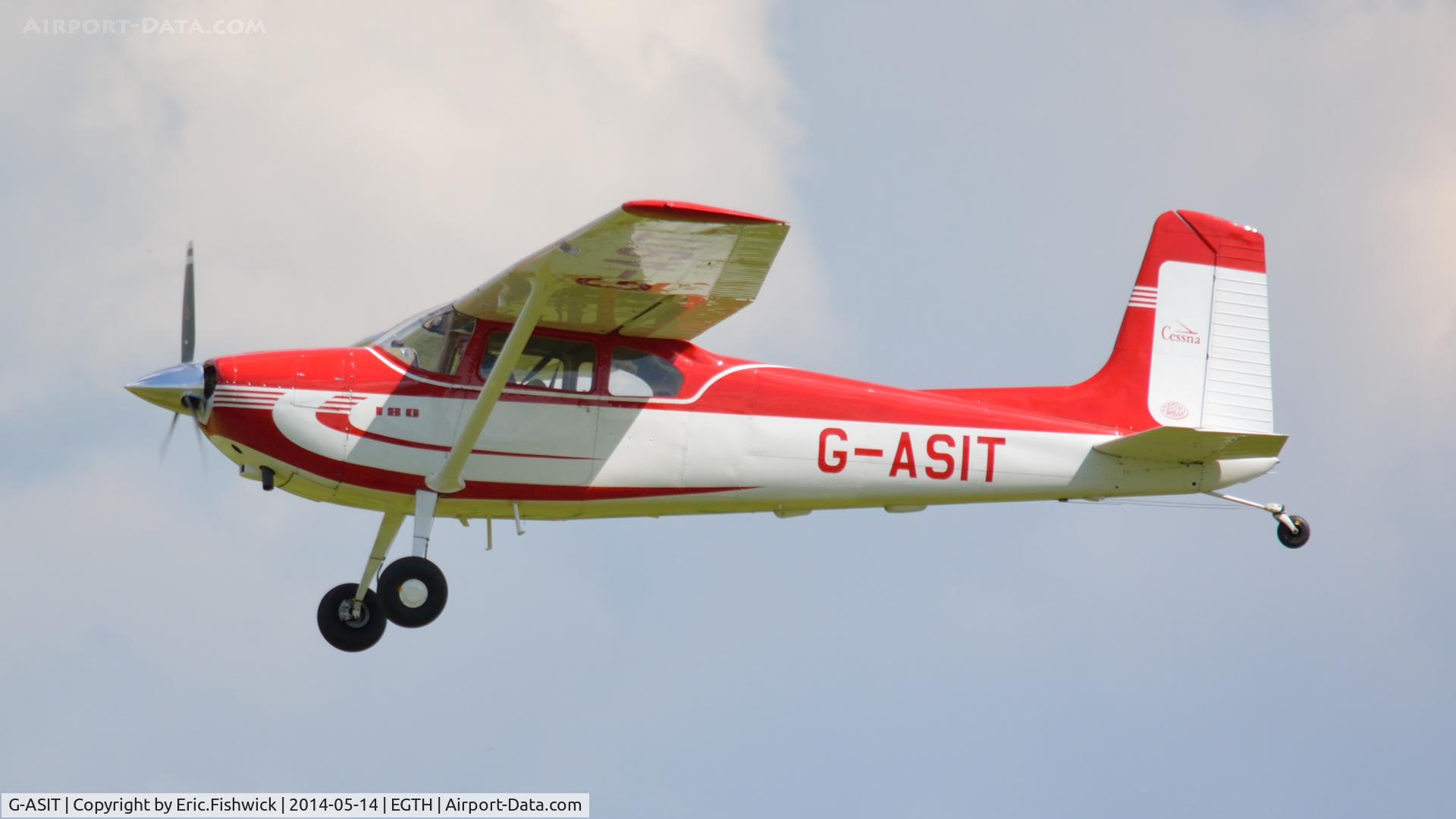 G-ASIT, 1956 Cessna 180 C/N 32567, 41. G-ASIT departing Shuttleworth (Old Warden) Aerodrome.