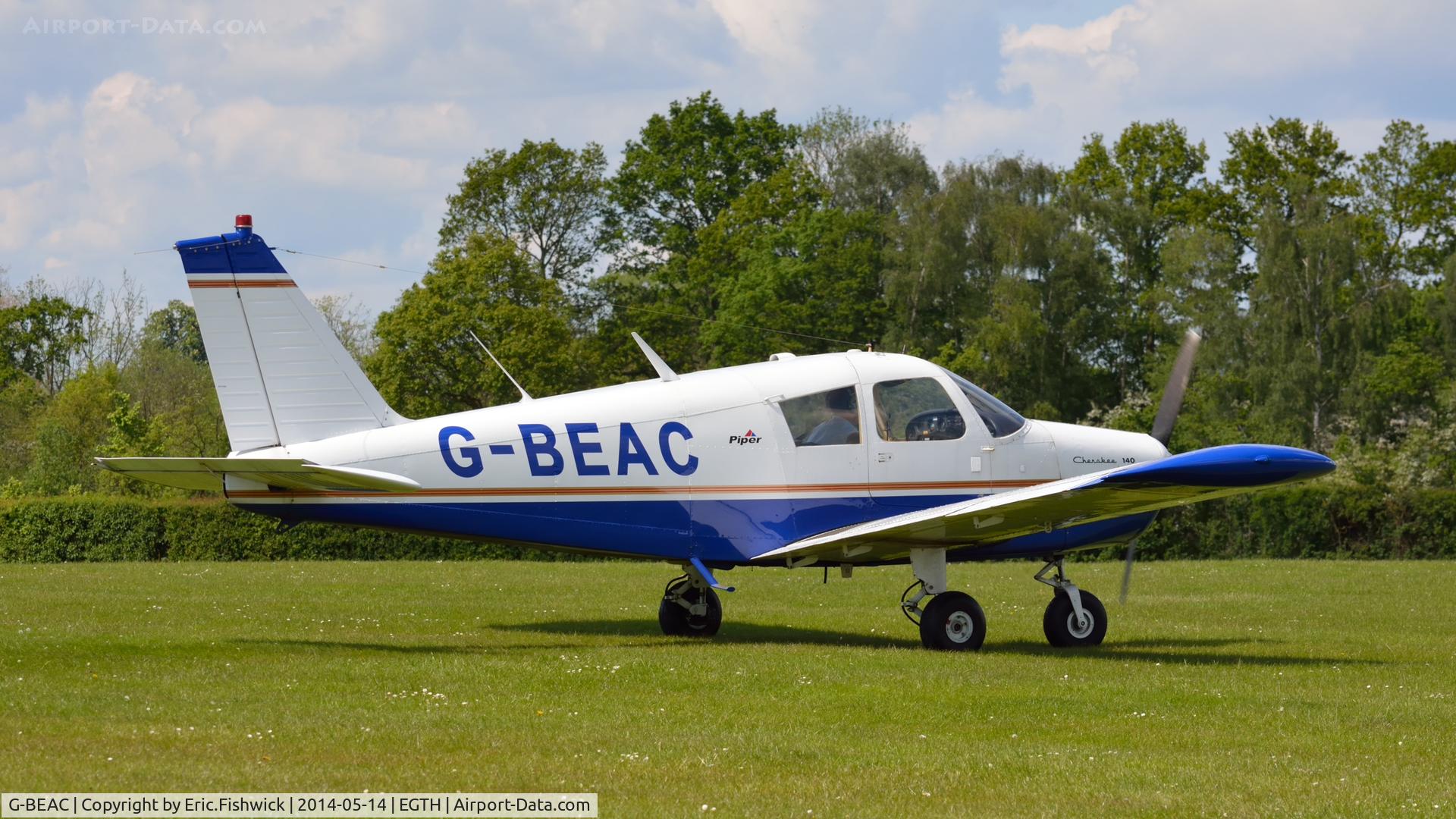 G-BEAC, 1966 Piper PA-28-140 Cherokee C/N 28-21963, 2. G-BEAC preparing to depart Shuttleworth (Old Warden) Aerodrome.