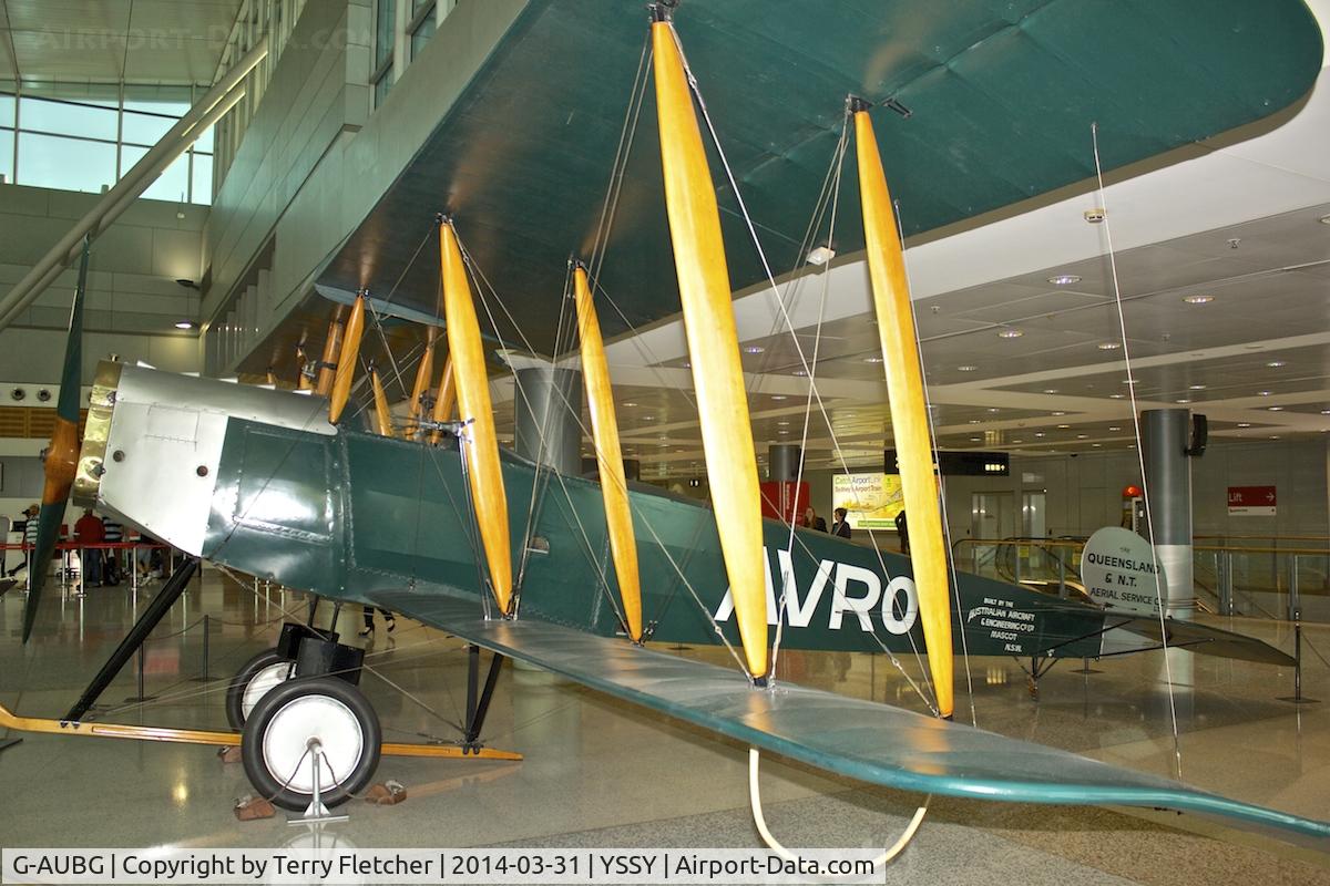 G-AUBG, 1987 Avro 504K Replica C/N None - Replica, 1987 Avro 504K , buit by QANTAS apprentices in 1987 to represent the first aircraft in the QANTAS fleet back in 1921