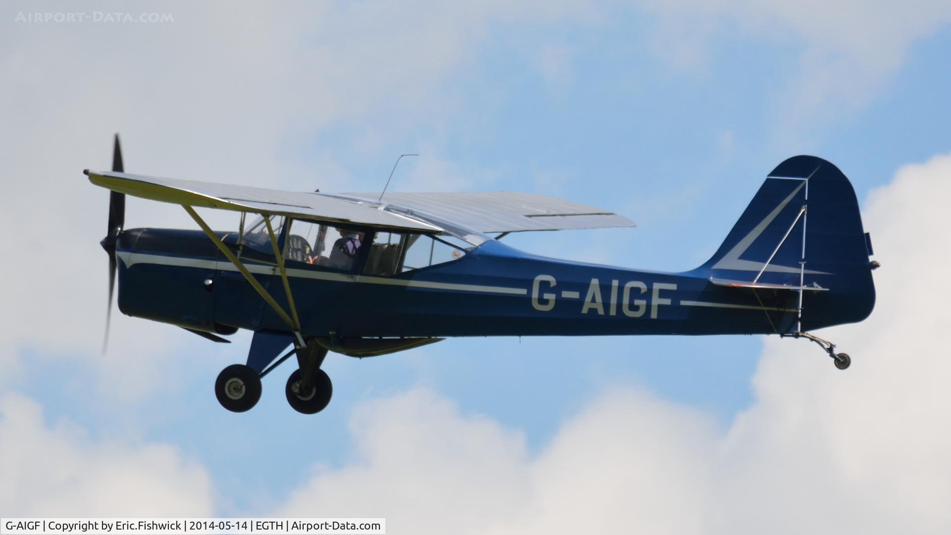 G-AIGF, 1946 Auster J-1N Alpha C/N 2188, 41. G-AIGF departing Shuttleworth (Old Warden) Aerodrome.