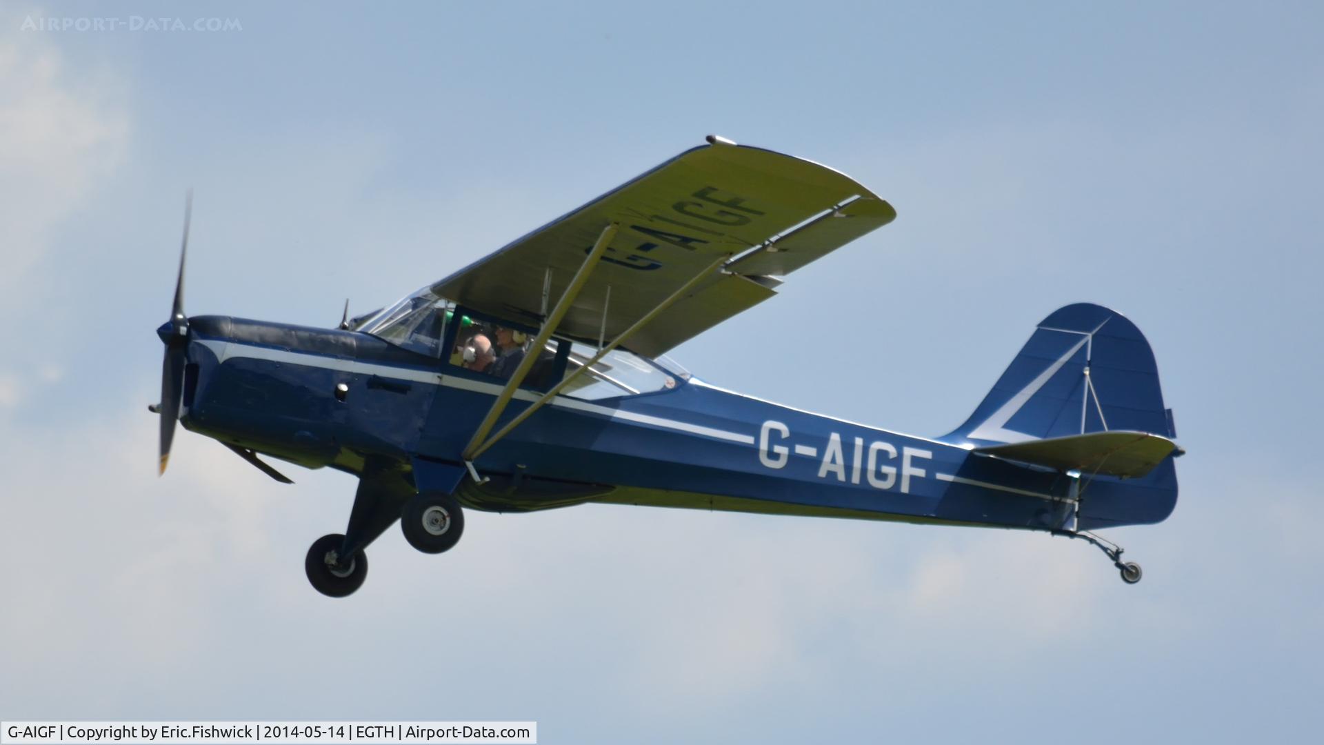 G-AIGF, 1946 Auster J-1N Alpha C/N 2188, 43. G-AIGF departing Shuttleworth (Old Warden) Aerodrome.
