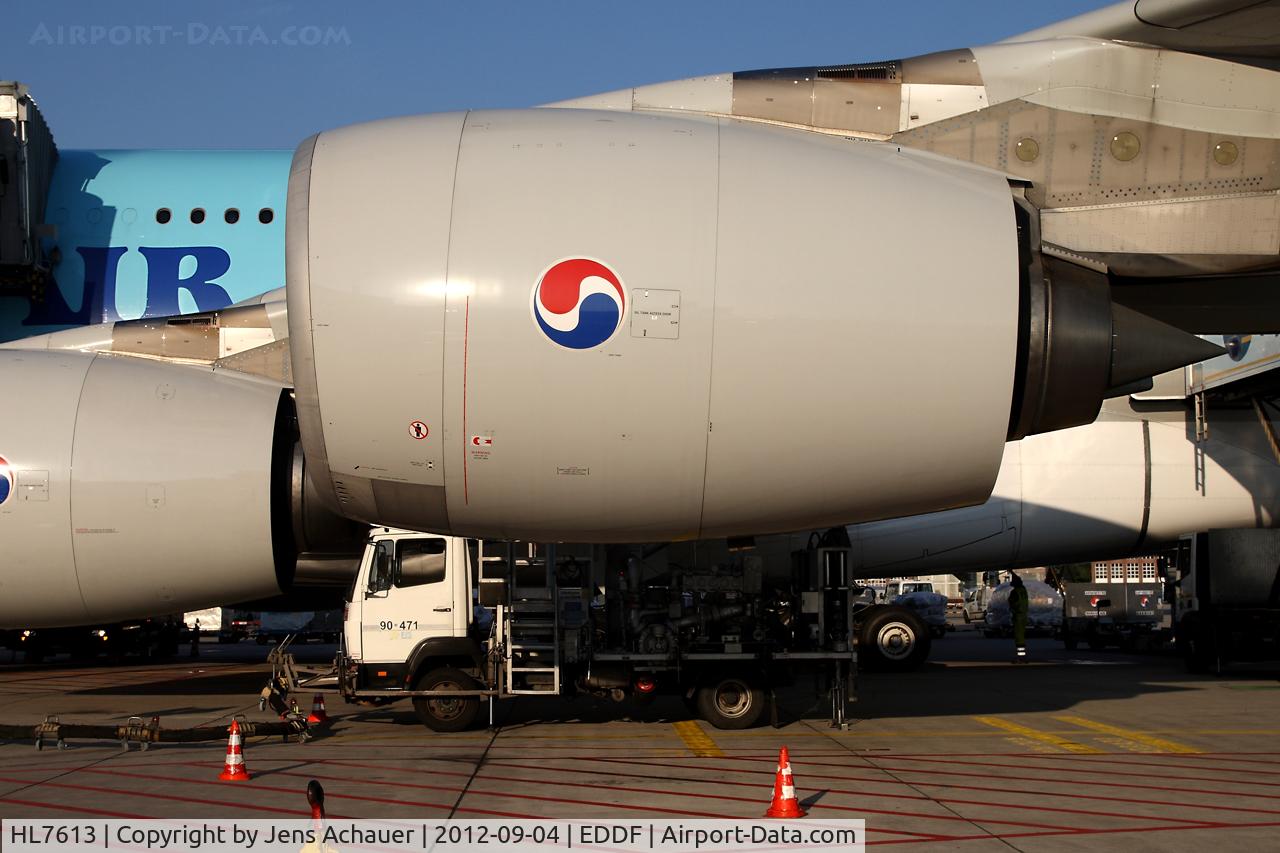 HL7613, 2010 Airbus A380-861 C/N 059, Engine vs. Truck! I like those comparisons.