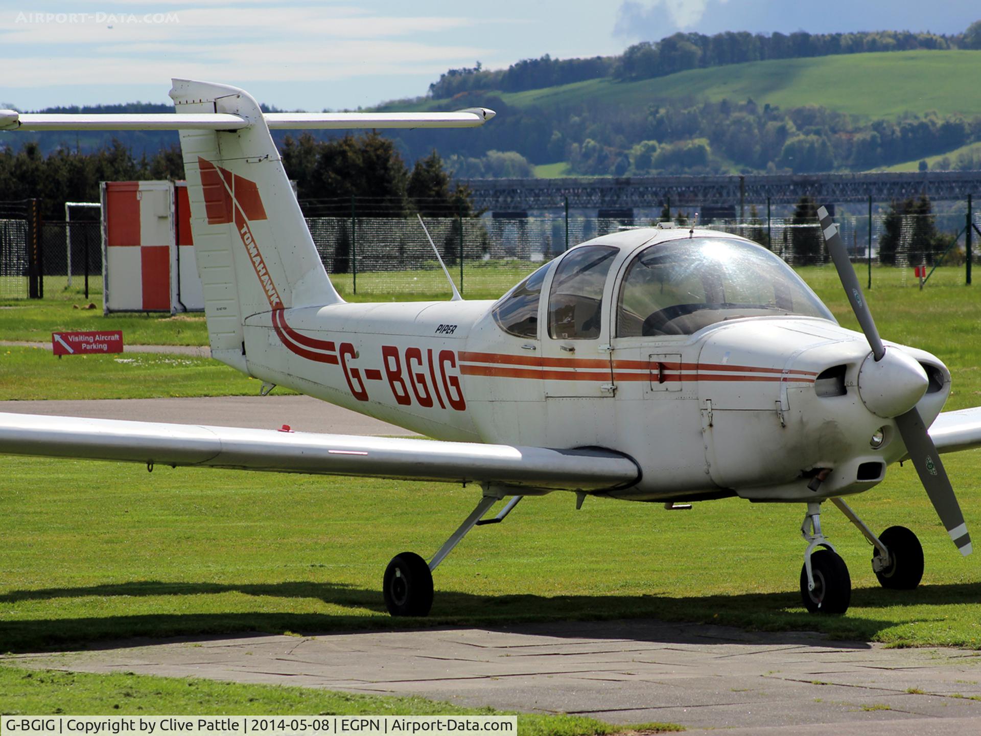 G-BGIG, 1978 Piper PA-38-112 Tomahawk Tomahawk C/N 38-78A0773, Sitting near Tayside Aviation Ltd Engineering hangar at Dundee Riverside EGPN