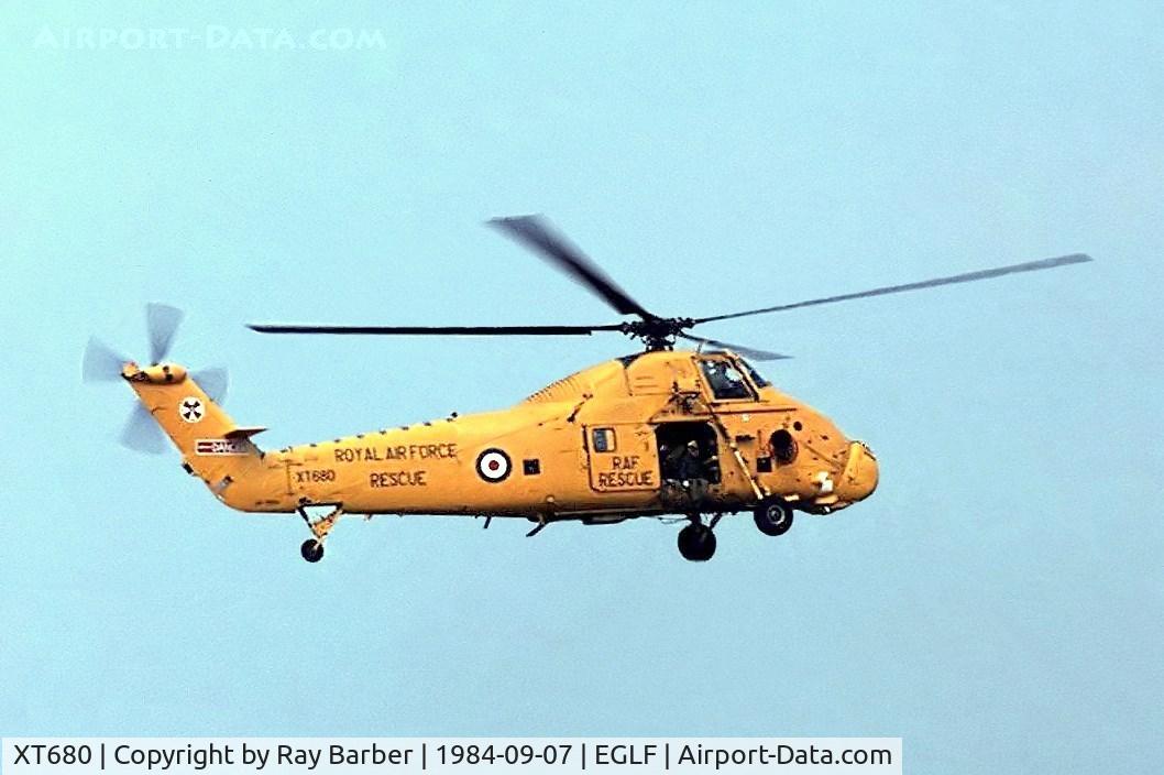 XT680, 1967 Westland Wessex HC.2 C/N WA548, Westland WS.58  Wessex HC.2 [WA548] (Royal Air Force) Farnborough~G 07/09/1984. Image from a slide.