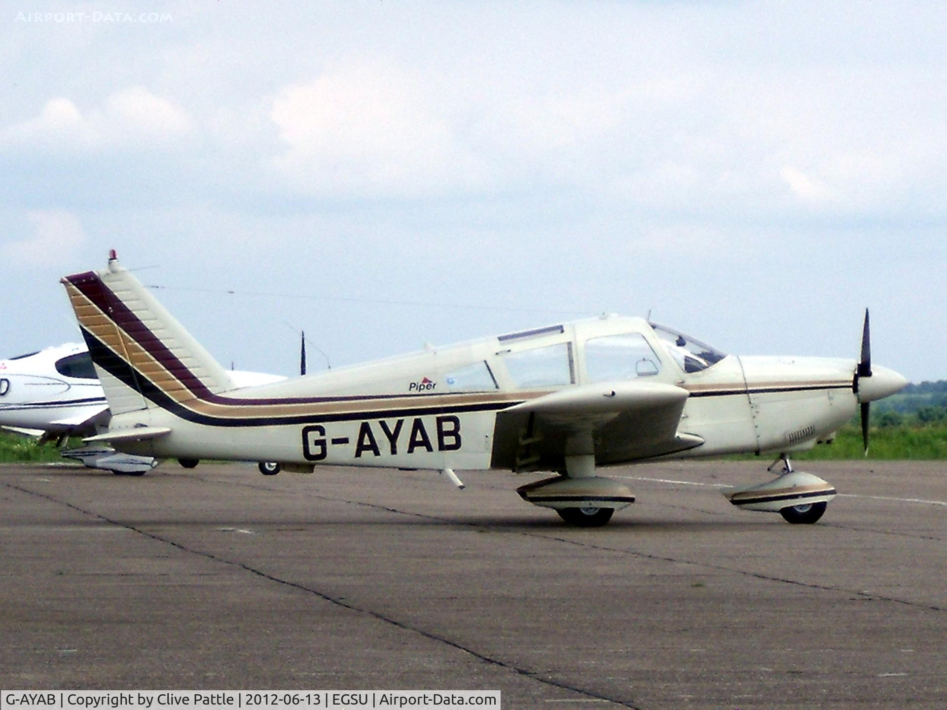 G-AYAB, 1970 Piper PA-28-180 Cherokee C/N 28-5804, On active duty at Duxford, this former College of Air Training, Hamble aircraft, (identified by its additional 'eyebrow' cabin windows) was first seen by the photographer, brand new in 1970.