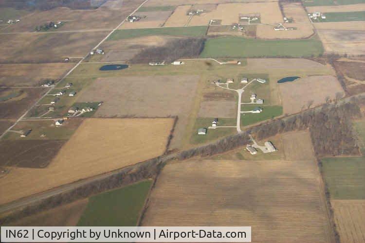 Tropria Airport (IN62) - Air view of Tropria, looking North.