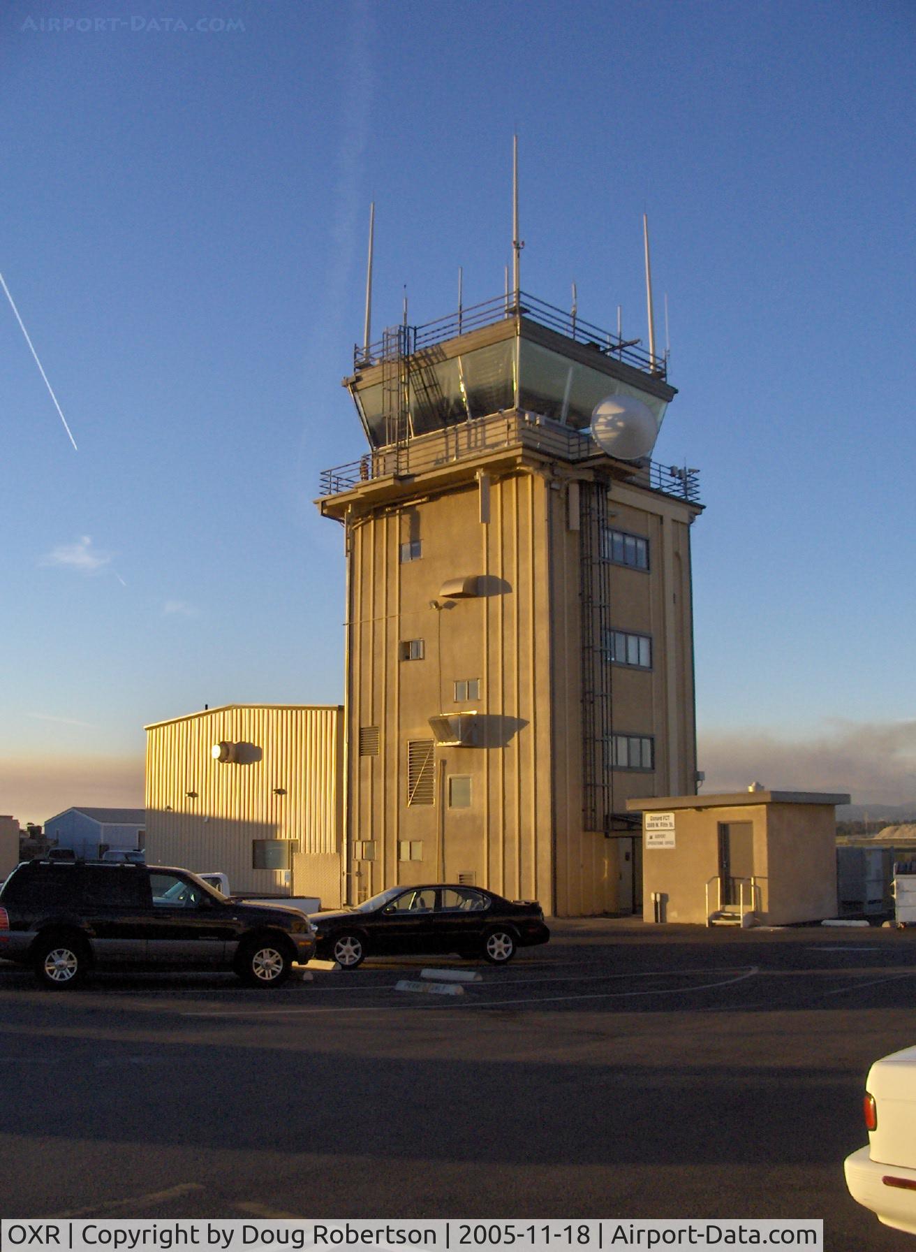 Oxnard Airport (OXR) - Oxnard, California FAA Control Tower OXR, School Canyon brushfire smoke North