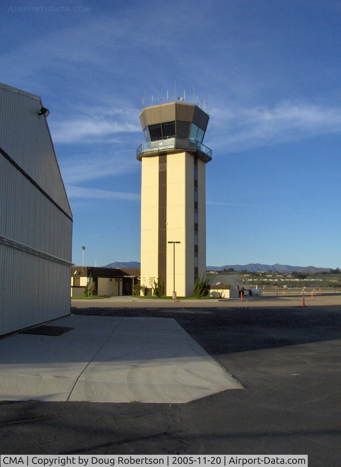 Camarillo Airport (CMA) - Camarillo, California FAA Control Tower, mid-field, South. CMA