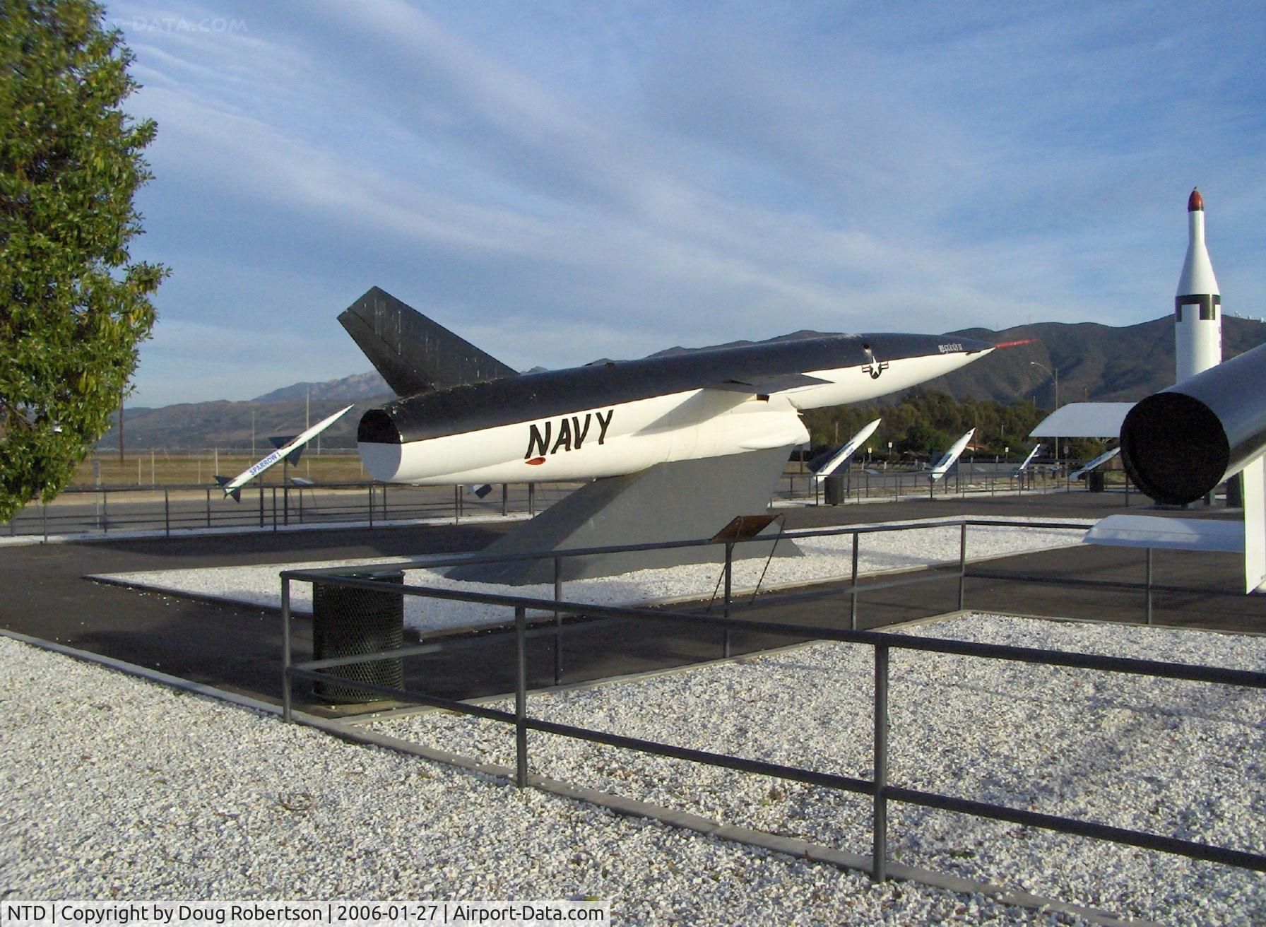 Point Mugu Nas (naval Base Ventura Co) Airport (NTD) - Missile Park, REGULUS II in foreground, tall vertical POLARIS in background