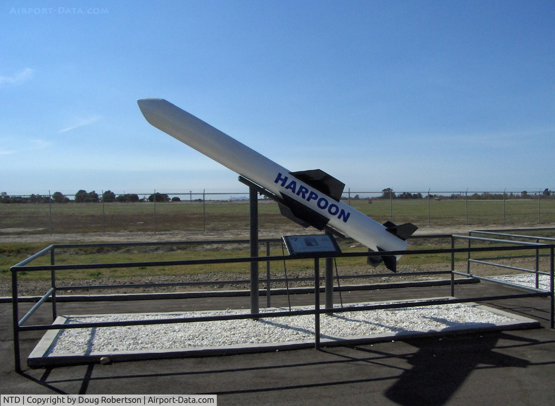 Point Mugu Nas (naval Base Ventura Co) Airport (NTD) - Missile Park-AGM-84 HARPOON long range >60 miles, launched by aircraft, DDE/DDG ships & submarines, 570 lb warhead. 1972 1st flight-direct hit