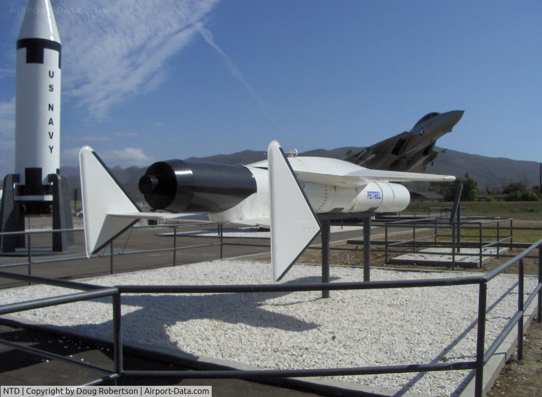 Point Mugu Nas (naval Base Ventura Co) Airport (NTD) - Missile Park-AUM-N-2/AQM-41 PETREL, obsolete-WWII Mk41 torpedo with wings, 22' length, 12' wingspan. Launched from PB4Y-2 PRIVATEER & other USN aircraft