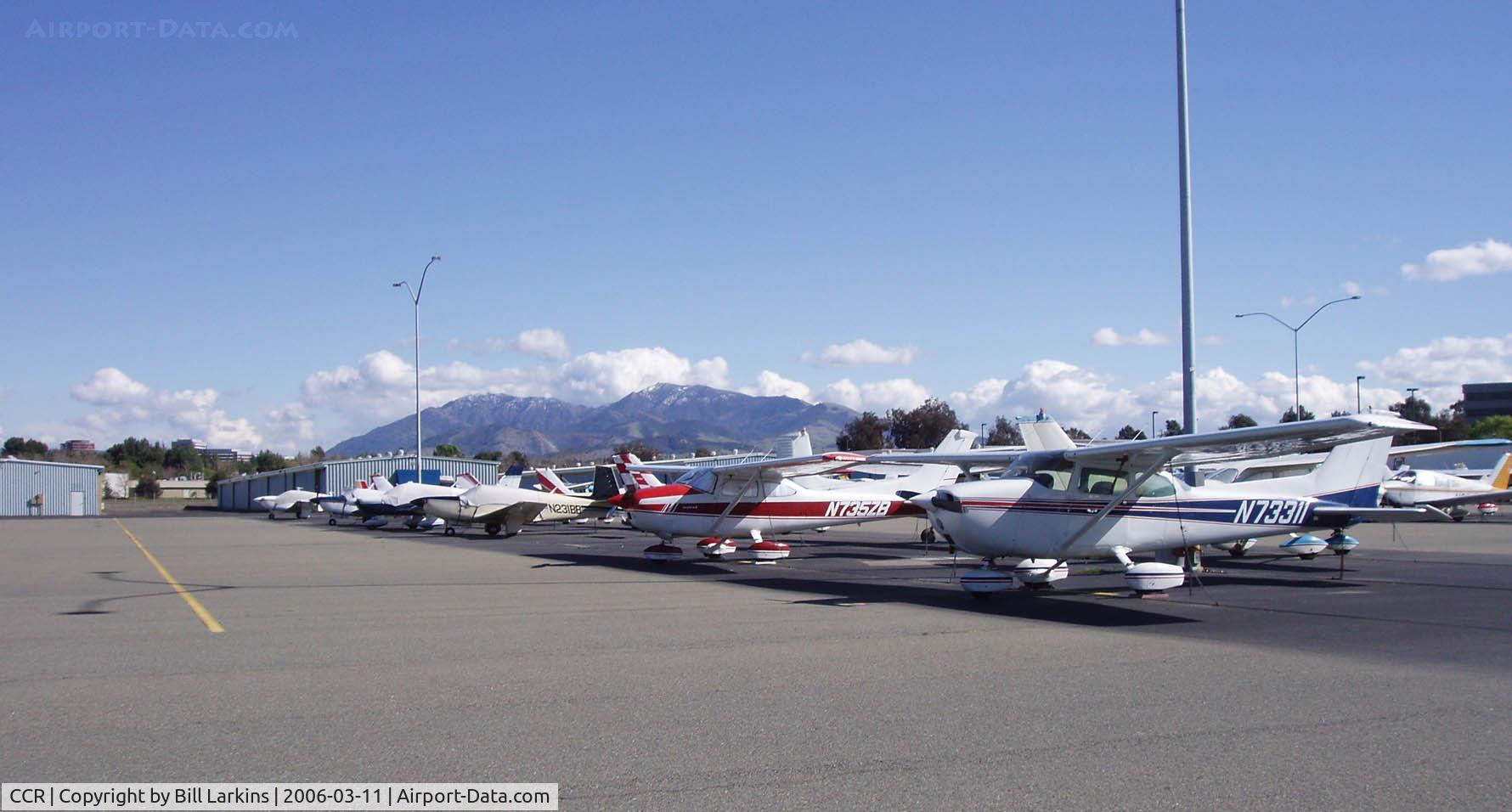 Buchanan Field Airport (CCR) - Part of East Ramp aircraft parking area. Mt Diablo in the background.