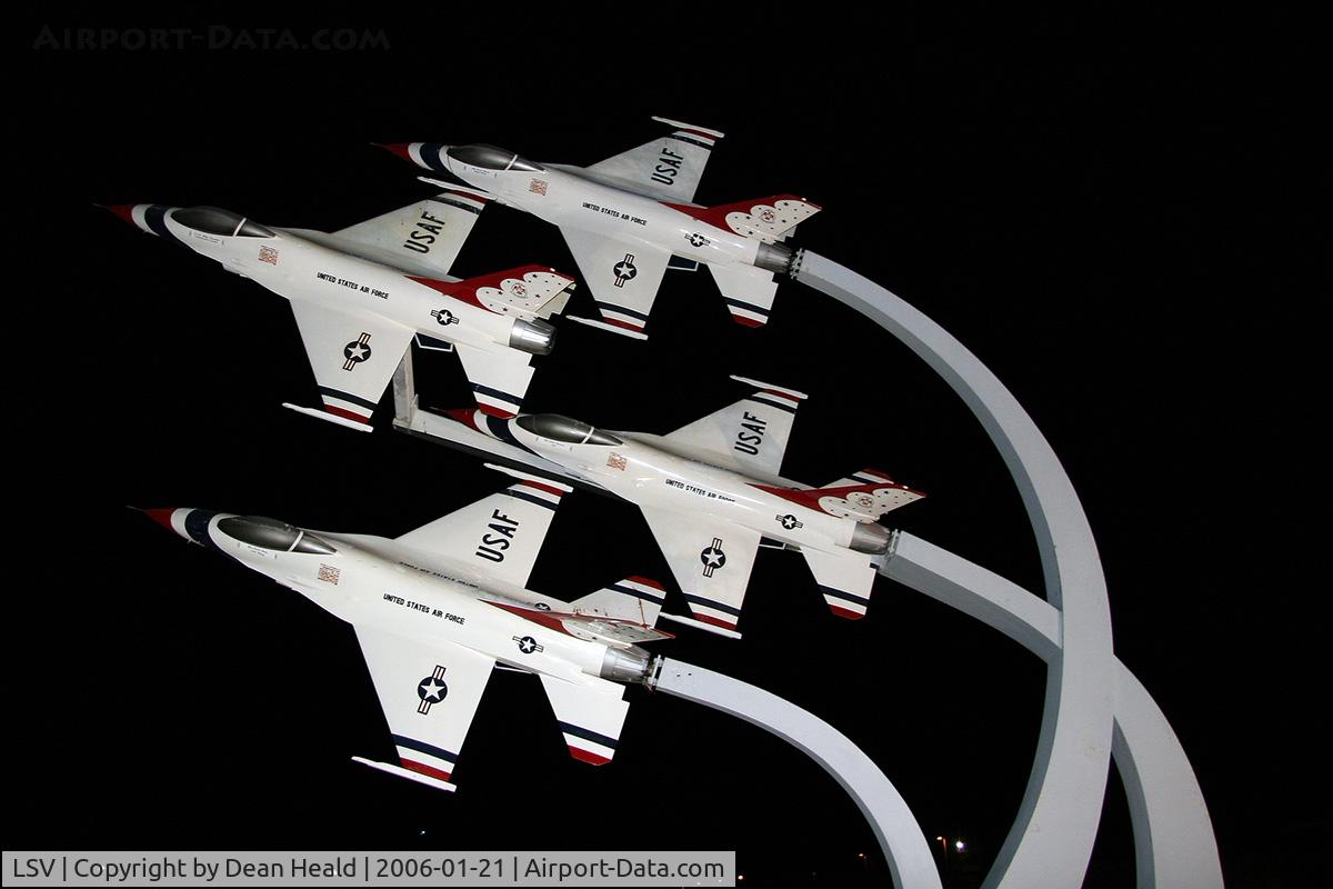 Nellis Afb Airport (LSV) - USAF Thunderbirds display at Nellis AFB main gate.