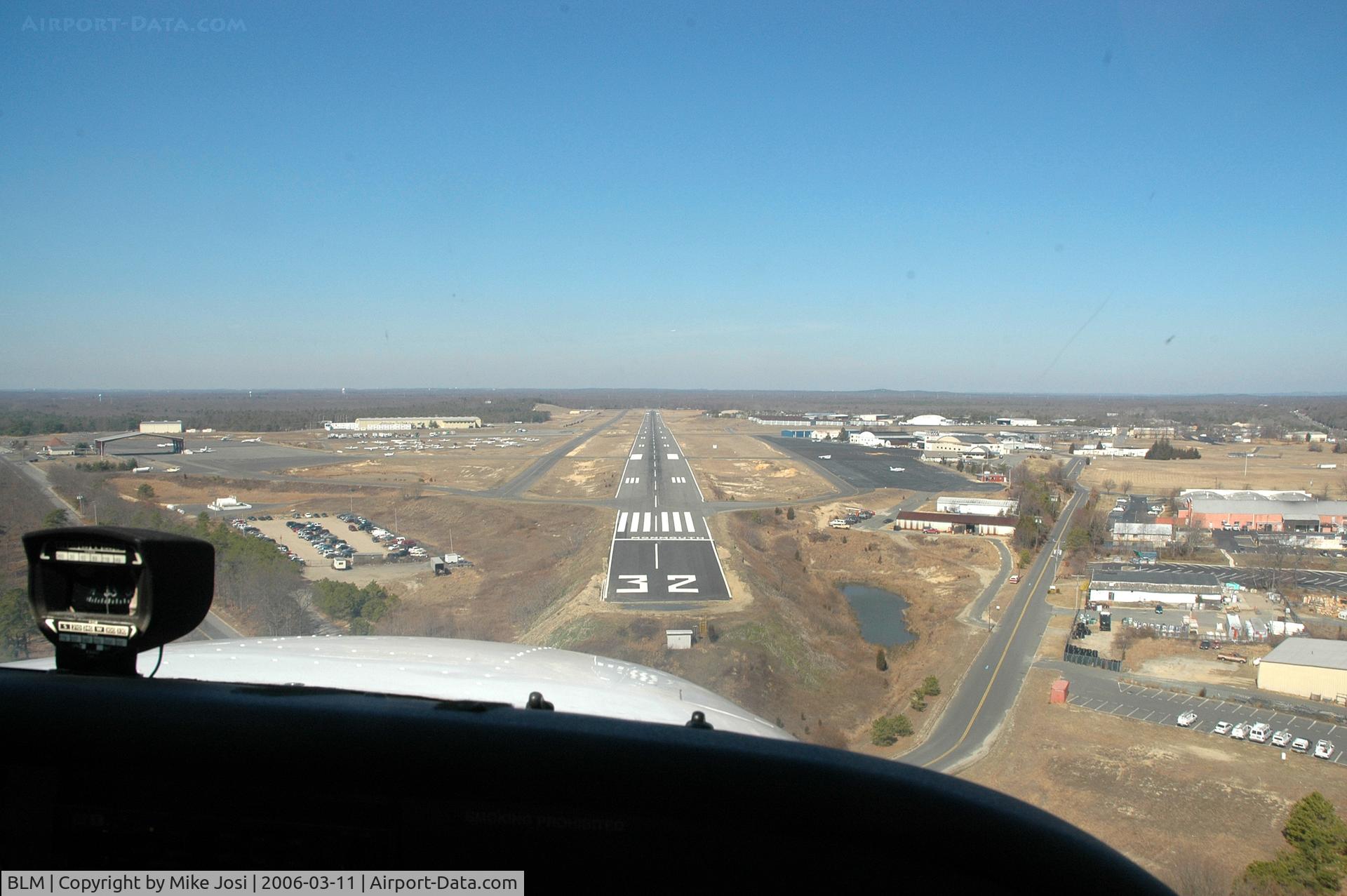 Monmouth Executive Airport (BLM) - Short Final Runway 32, Cessna 172, right seat