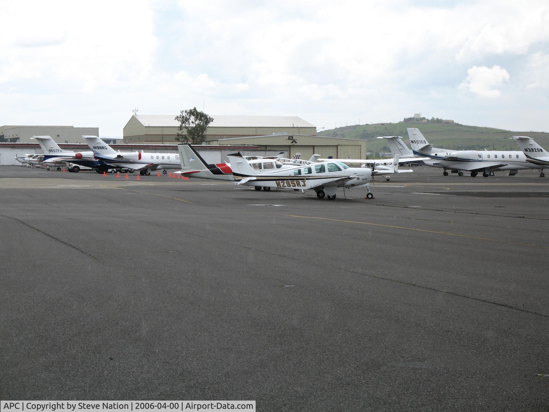 Napa County Airport (APC) - Bridgeford A/S ramp on a rainy Sunday in the rainiest spring in Northern California ever!