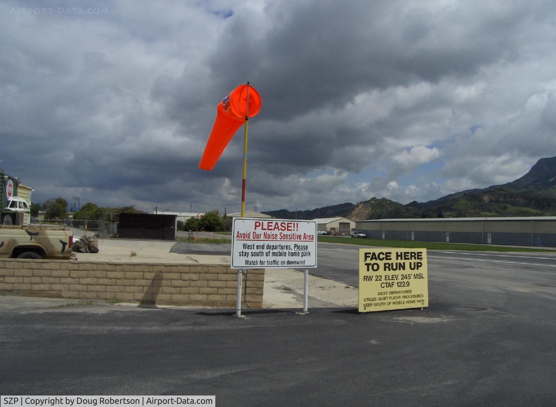 Santa Paula Airport (SZP) - New wind sock, runup & departure instructions Runway 22