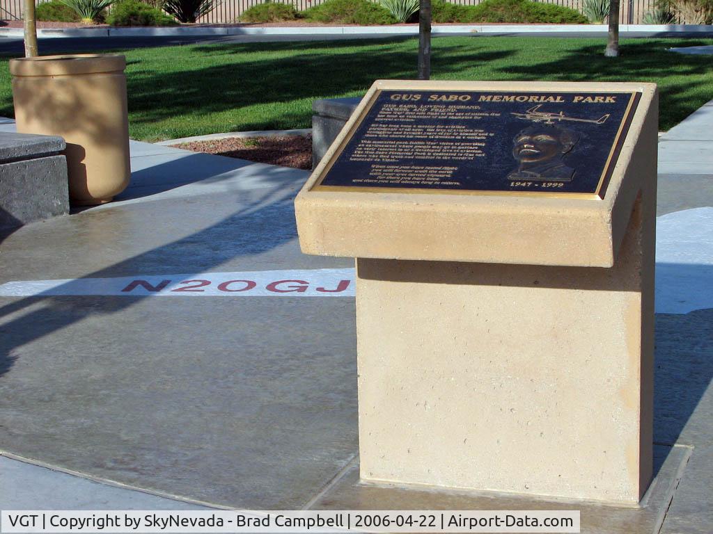 North Las Vegas Airport (VGT) - Gus Sabo Memorial with his planes tail number - N20GJ