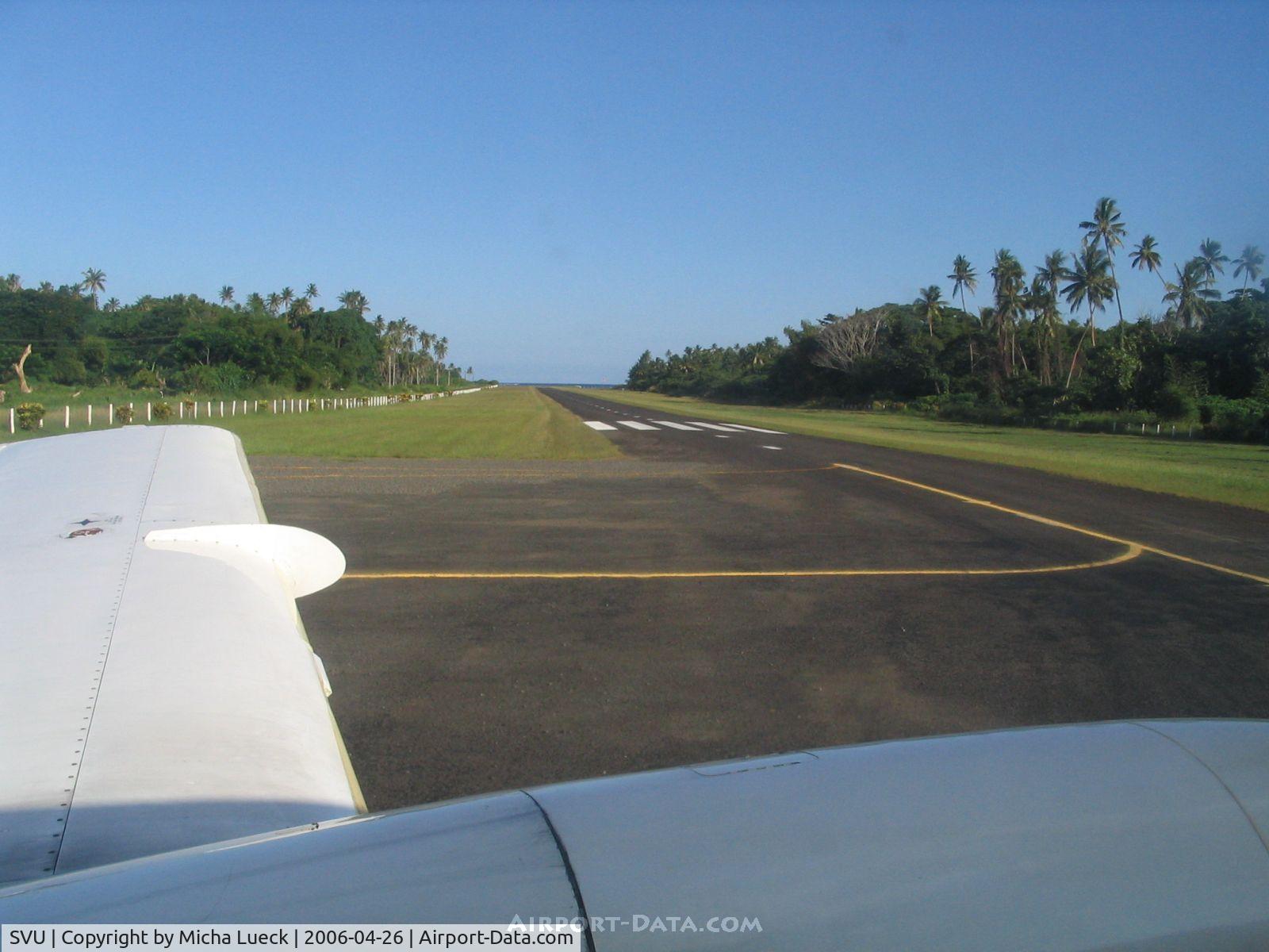 Savu Savu Airport, Savu Savu Fiji (SVU) - The small airstrip of Savusavu, seen from EMB 110 Bandeirante DQ-YES, departing for Suva