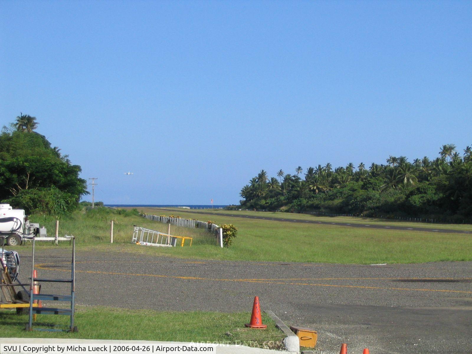 Savu Savu Airport, Savu Savu Fiji (SVU) - Savusavu's airstrip, Air Fiji's EMB 110 Bandeirante DQ-YES on short finals