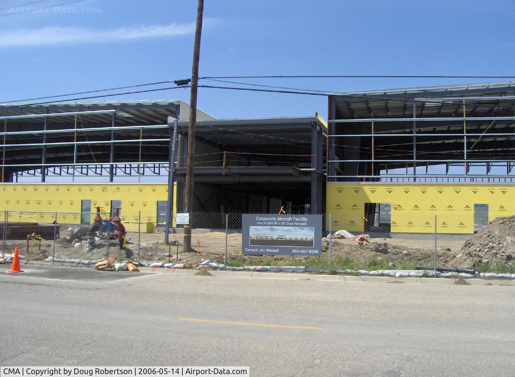 Camarillo Airport (CMA) - New FBO office between new corporate aircraft maintenance hangars construction