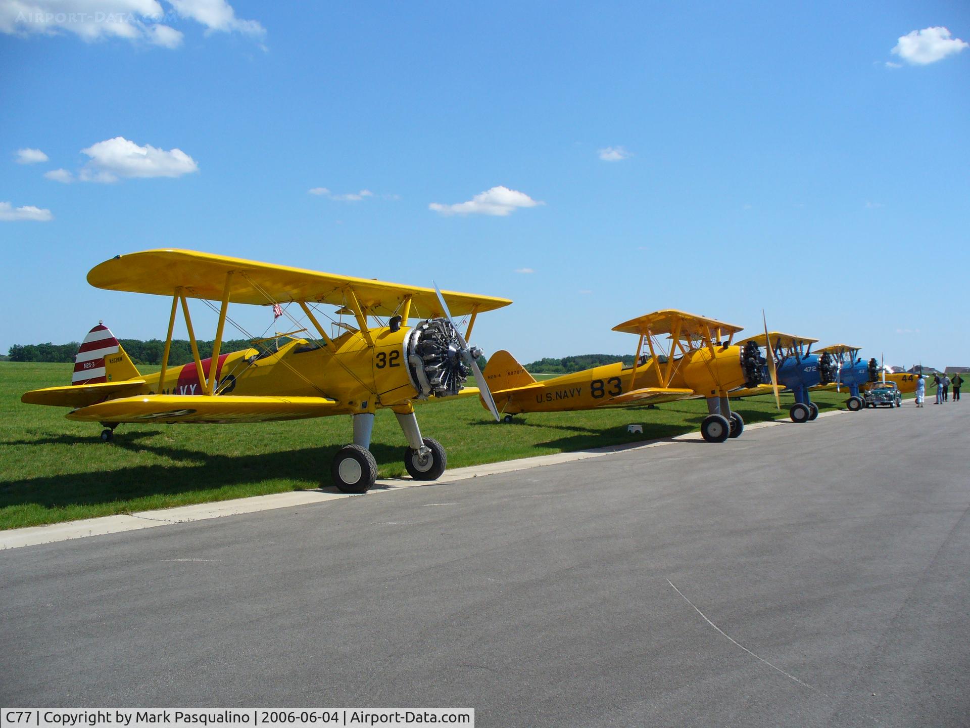 Poplar Grove Airport (C77) - Four of nine Stearmans based at Poplar Grove