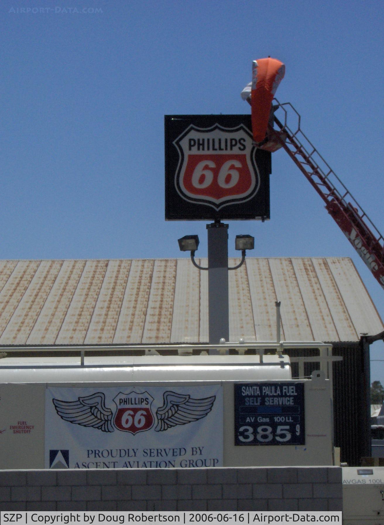 Santa Paula Airport (SZP) - New sign, new windsock, new fuel supplier, new price
