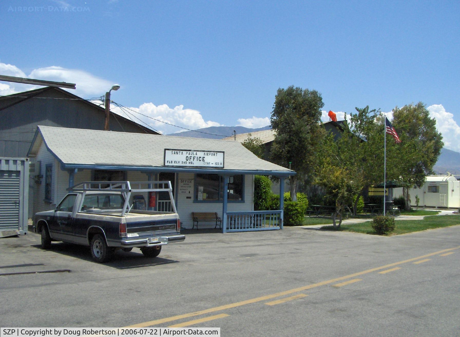 Santa Paula Airport (SZP) - SZP Airport Office and shaded picnic tables