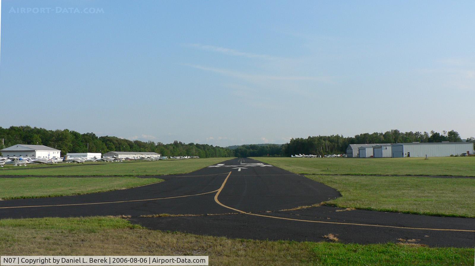 Lincoln Park Airport (N07) - Looking south, down runway 19 at Lincoln Park Airport.