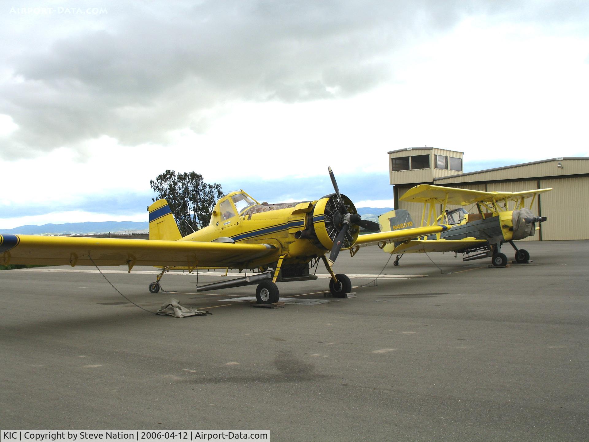 Mesa Del Rey Airport (KIC) - Soilserv's two fixed-winged dusters resting between aerial applications of sulfer on winegrapes (Mesa Del Rey Airport, King City, CA)