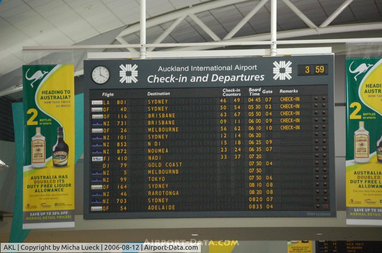 Auckland International Airport, Auckland New Zealand (AKL) - early deaprtures at Auckland International