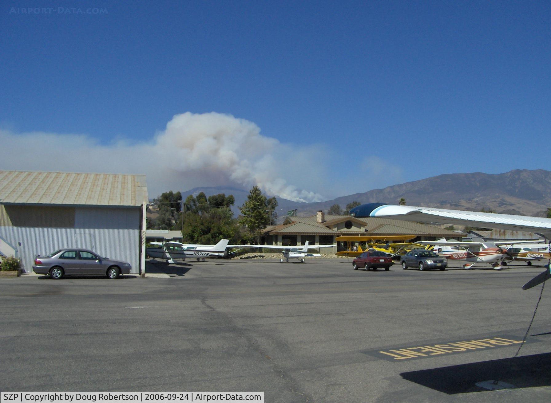 Santa Paula Airport (SZP) - 21st Day of Fire in Mountains North & NorthEast now of SZP, over 134,000 acres burned