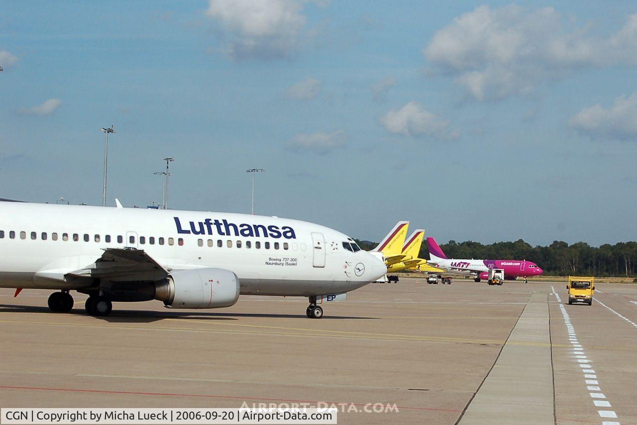 Cologne Bonn Airport, Cologne/Bonn Germany (CGN) - Busy times: 1 Lufthansa, 2 German Wings, 1 Hapag Lloyd Express, 1 WIZZ