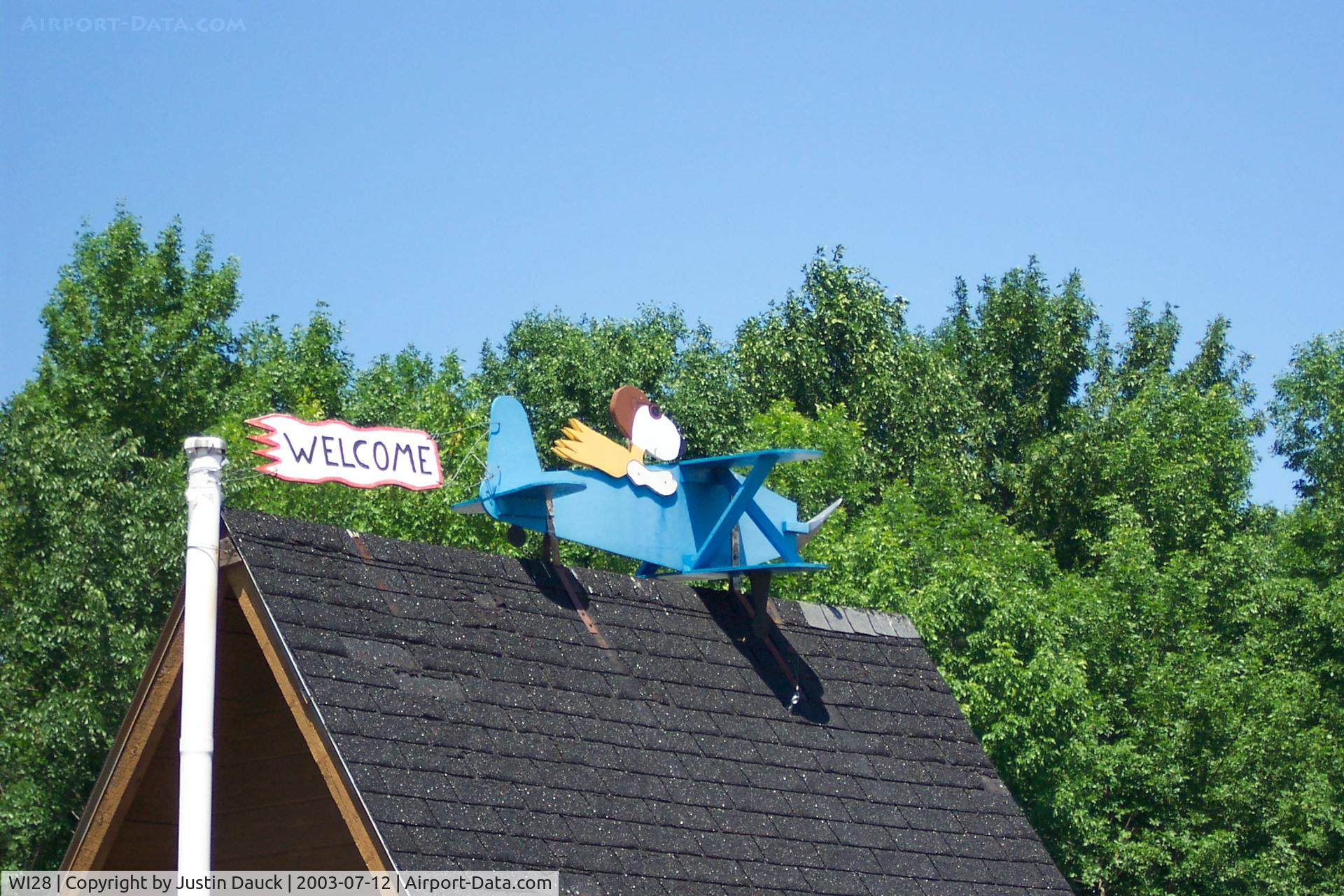 Walter's Agri-center Airport (WI28) - The Snoopy welcome sign at Rio Creek Airport