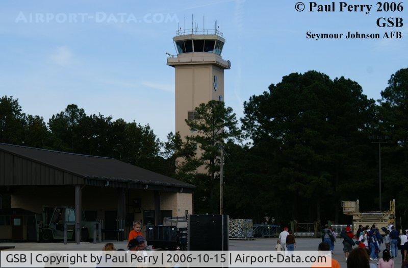 Seymour Johnson Afb Airport (GSB) - Control Tower with airshow crowd in the foreground