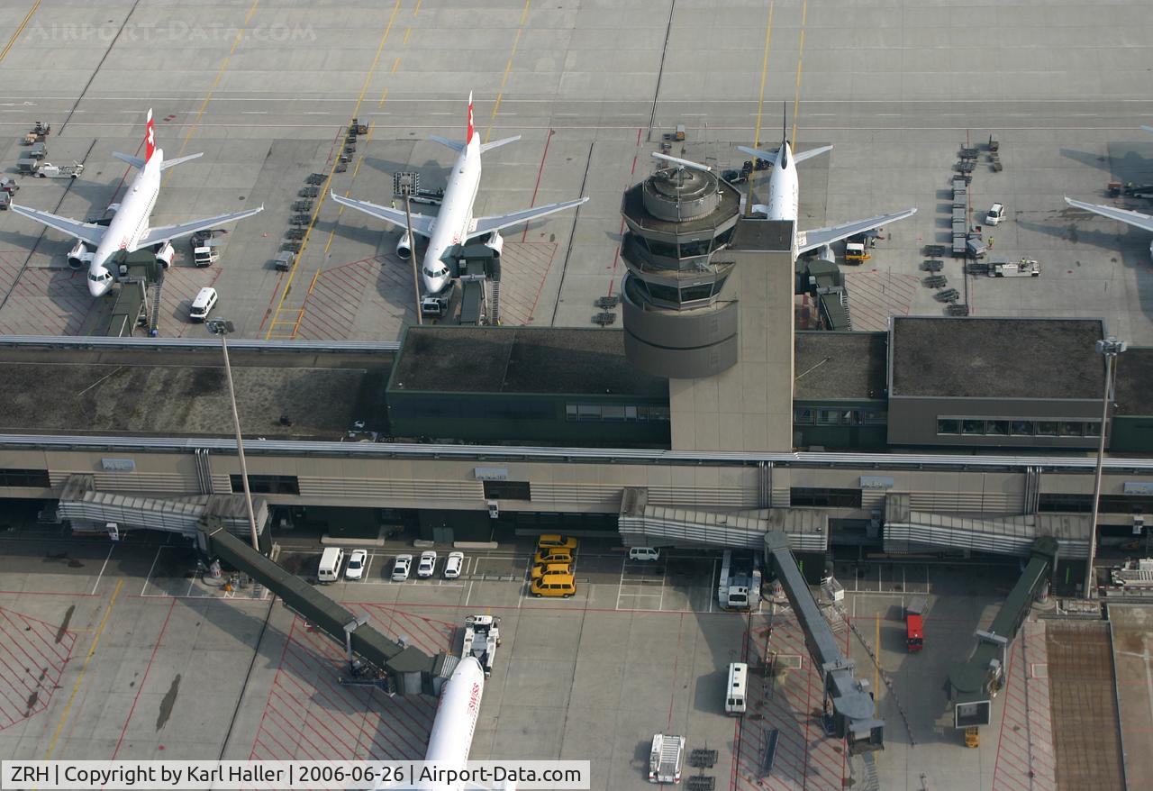Zurich International Airport, Zurich Switzerland (ZRH) - after departure you can see the Tower of Zurich Airport