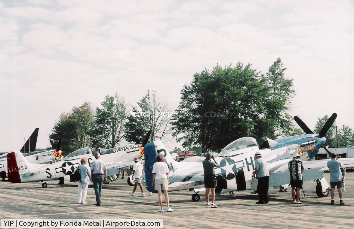 Willow Run Airport (YIP) - P-51s lined up
