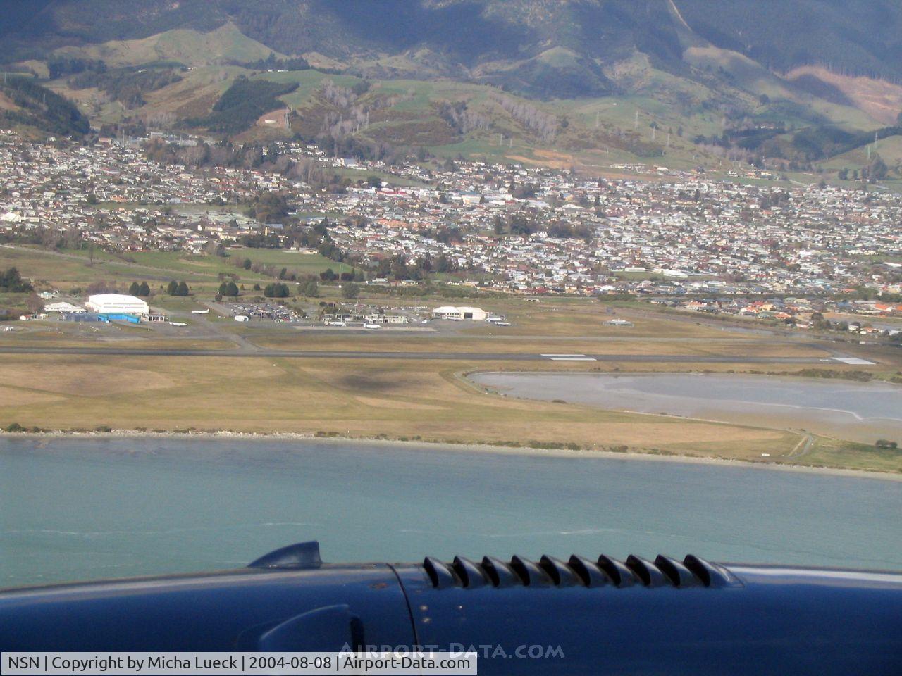 Nelson Airport, Nelson New Zealand (NSN) - Nelson airport, seen from BAe J41 (ZK-JSE) of Origin Pacific, enroute from Wellington