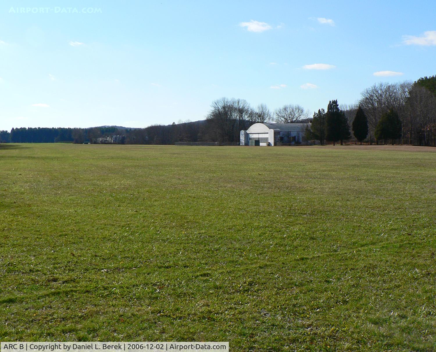ARC B Airport - The old hanger of the now disused Aircraft Radio Corporation airfield, Boonton, NJ, forms a backdrop to what was once a turf runway.  Native son General Billy Mitchell tested navigation devices here.