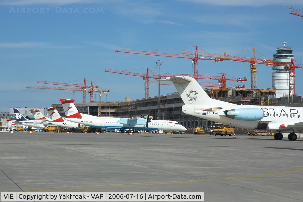 Vienna International Airport, Vienna Austria (VIE) - Ramp overview with the new terminal under construction in the background